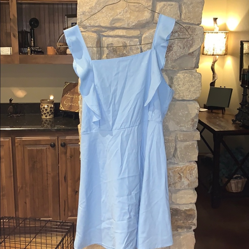 SHEIN baby blue bow tie back dress